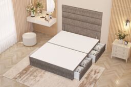 Somnior Chambery Divan Bed Frame 2 Drawers with Floor Standing Headboard Tweed in Brown - Size: King - thumbnail 3