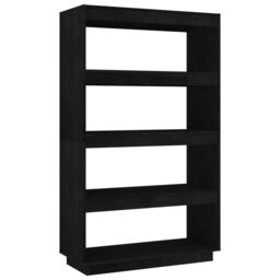 Berkfield Home Book Cabinet/Room Divider Black 80x35x135 cm Solid Pinewood - Size: 80 x 35 x 135 cm - thumbnail 2