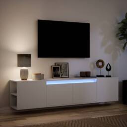Berkfield Home TV Wall Cabinet with LED White 180x31x39.5 cm - thumbnail 5