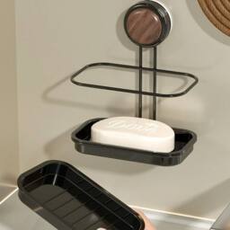EONLION Black 1 Layer Soap Dish For Shower Wall Mounted - thumbnail 2