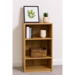 Nordara Narrow Bookcase with 3 Adjustable Shelves - Oak Wooden Storage Unit in Brown - Size: 120 cm x 100 cm - thumbnail 5