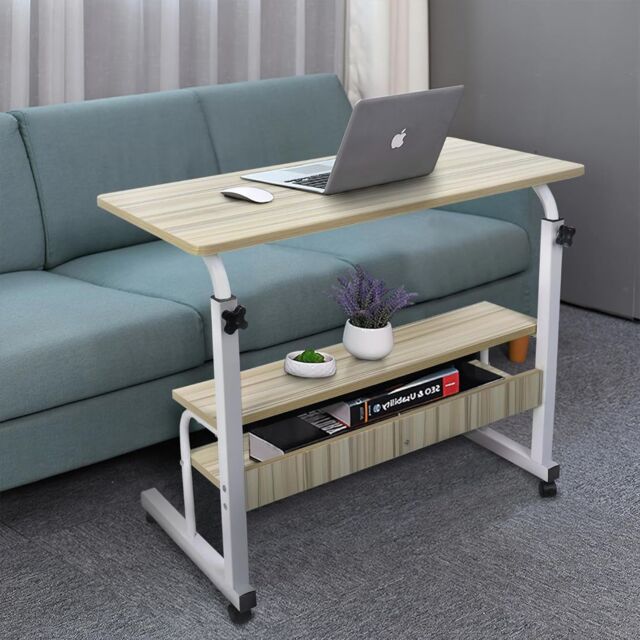 Hygrad Built to Survive Adjustable Portable Rolling Bedside Work Breakfast Laptop Tray Table Desk Station Portable Overbed/Chair Table Adjustable - image 1