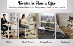 Hygrad Built to Survive Adjustable Portable Rolling Bedside Work Breakfast Laptop Tray Table Desk Station Portable Overbed/Chair Table Adjustable - thumbnail 9