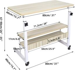 Hygrad Built to Survive Adjustable Portable Rolling Bedside Work Breakfast Laptop Tray Table Desk Station Portable Overbed/Chair Table Adjustable - thumbnail 2