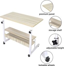 Hygrad Built to Survive Adjustable Portable Rolling Bedside Work Breakfast Laptop Tray Table Desk Station Portable Overbed/Chair Table Adjustable - thumbnail 5