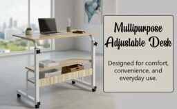 Hygrad Built to Survive Adjustable Portable Rolling Bedside Work Breakfast Laptop Tray Table Desk Station Portable Overbed/Chair Table Adjustable - thumbnail 6