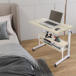 Hygrad Built to Survive Adjustable Portable Rolling Bedside Work Breakfast Laptop Tray Table Desk Station Portable Overbed/Chair Table Adjustable - thumbnail 4