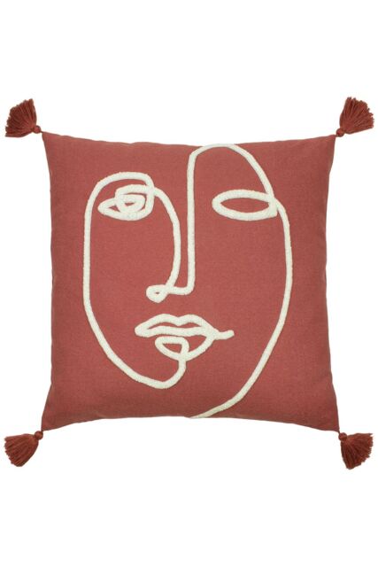 Furn Uno Lined Face Tufted Tasselled Cushion in Red - Size: 45 cm x 45 cm - image 1