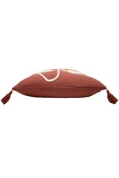 Furn Uno Lined Face Tufted Tasselled Cushion in Red - Size: 45 cm x 45 cm - thumbnail 3