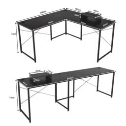 Costway L-Shaped Corner Computer Desk Reversible Study Writing Desk Workstation Home Office Laptop Black - thumbnail 2