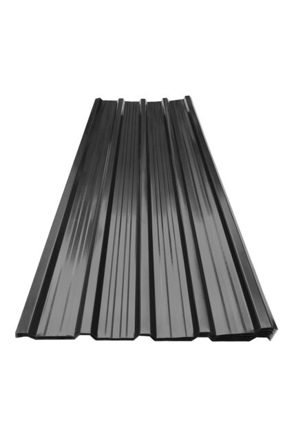 H&O Direct Set of 12 Steel Corrugated Panels in Black - image 1