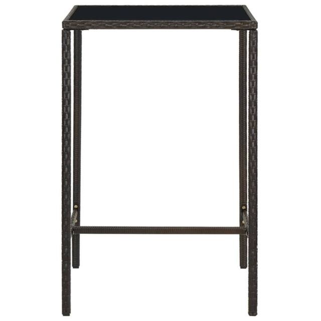 Berkfield Home Garden Bar Table Brown 70x70x110 cm Poly Rattan & Glass - Size: 70 x 70 x 110 cm - image 1
