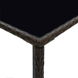 Berkfield Home Garden Bar Table Brown 70x70x110 cm Poly Rattan & Glass - Size: 70 x 70 x 110 cm - thumbnail 5