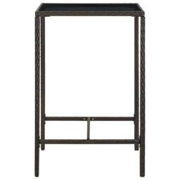 Berkfield Home Garden Bar Table Brown 70x70x110 cm Poly Rattan & Glass - Size: 70 x 70 x 110 cm - thumbnail 3