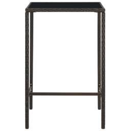 Berkfield Home Garden Bar Table Brown 70x70x110 cm Poly Rattan & Glass - Size: 70 x 70 x 110 cm - thumbnail 1