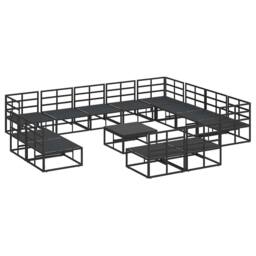 Berkfield Home Garden Sofa Set 13 pcs Black 70 x 70 x 32 cm Aluminium - thumbnail 6