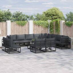 Berkfield Home Garden Sofa Set 13 pcs Black 70 x 70 x 32 cm Aluminium - thumbnail 2