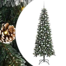 Berkfield Home Artificial Christmas Tree with 300 LEDs Green 86 x 86 x 210 cm - thumbnail 2