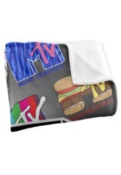 MTV Logos Bkt Silky Touch Super Soft Throw Blanket 152 X 127 cm in White - thumbnail 3