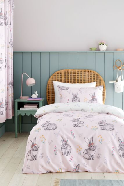 Catherine Lansfield 'Bunny Tails Ditsy Flowers' Reversible Duvet Cover Set in Pink - Size: Junior - image 1