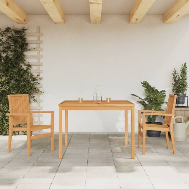 Berkfield Home 3 Piece Garden Dining Set Solid Wood Teak in Brown - image 1