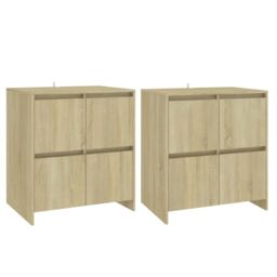 Berkfield Home Sideboards 2 pcs Sonoma Oak 70x41x75 cm Engineered Wood in Brown - Size: 70 x 41 x 75 cm - thumbnail 2