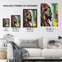 "Artery8 Rastafari Man Portrait Modern Colourful Painting Wall Art Print - Size: W24"" x H32""" - thumbnail 3