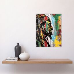 "Artery8 Rastafari Man Portrait Modern Colourful Painting Wall Art Print - Size: W24"" x H32""" - thumbnail 4