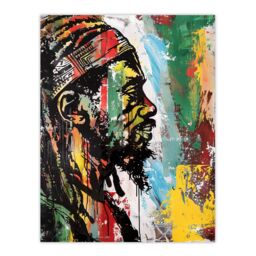 "Artery8 Rastafari Man Portrait Modern Colourful Painting Wall Art Print - Size: W24"" x H32""" - thumbnail 1