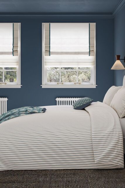 Helena Springfield 'Ticking Stripe' Cotton Duvet Cover Set in Teal - Size: Double - image 1