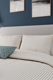 Helena Springfield 'Ticking Stripe' Cotton Duvet Cover Set in Teal - Size: Double - thumbnail 2