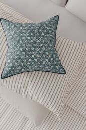 Helena Springfield 'Ticking Stripe' Cotton Duvet Cover Set in Teal - Size: Double - thumbnail 4