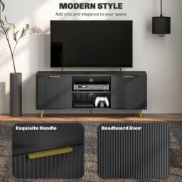 Wyld Haus Ellini Black Wood TV Stand Fits Up to 55 inch 2 Open Shelves 2 Doors - thumbnail 5