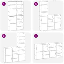 "Berkfield Home Side Cabinets 4 pcs ""ODDA"" White 40x24x79 cm Solid Wood Pine - Size: 40 x 24 x 79 cm" - thumbnail 9