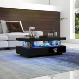 BTM High Gloss LED Coffee Table for Home & Office, 2 Drawers in Black - thumbnail 7
