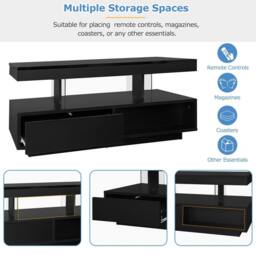BTM High Gloss LED Coffee Table for Home & Office, 2 Drawers in Black - thumbnail 5