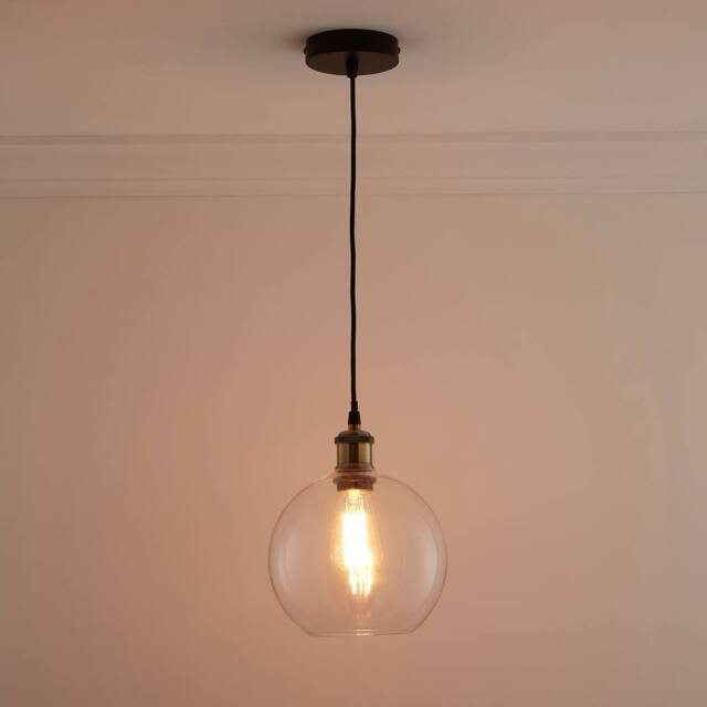 K LIVING Antonio 1 light Hanging Clear Glass Ceiling Pendant with Filament Bulb - image 1