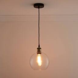 K LIVING Antonio 1 light Hanging Clear Glass Ceiling Pendant with Filament Bulb - thumbnail 3
