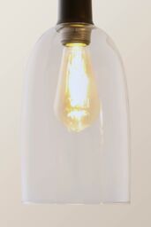 ValueLights Kira Glass Cloche Dome 3 Drop Bar Diner Ceiling Pendant Light & Bulbs in Black - thumbnail 4