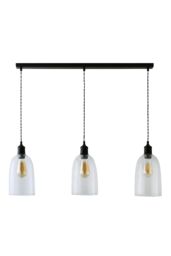 ValueLights Kira Glass Cloche Dome 3 Drop Bar Diner Ceiling Pendant Light & Bulbs in Black - thumbnail 6
