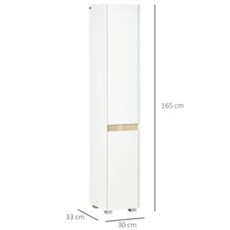 Kleankin Tall Bathroom Cabinet Modern Freestanding Tallboy Adjustable Shelves in White - thumbnail 3