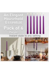 Deco Express 6 Hours Twisted Candles Pack of 6 in Purple - thumbnail 3
