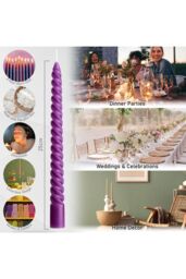 Deco Express 6 Hours Twisted Candles Pack of 6 in Purple - thumbnail 4