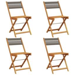 Berkfield Home Folding Garden Chairs 4 pcs Grey Solid Wood Acacia - thumbnail 1