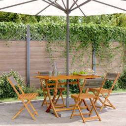 Berkfield Home Folding Garden Chairs 4 pcs Grey Solid Wood Acacia - thumbnail 2