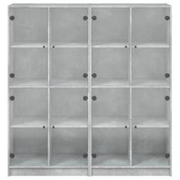 Berkfield Home Modern Bookcase with Doors Concrete Grey 136x37x142 cm Engineered Wood - Size: 136 x 37 x 142 cm - thumbnail 7