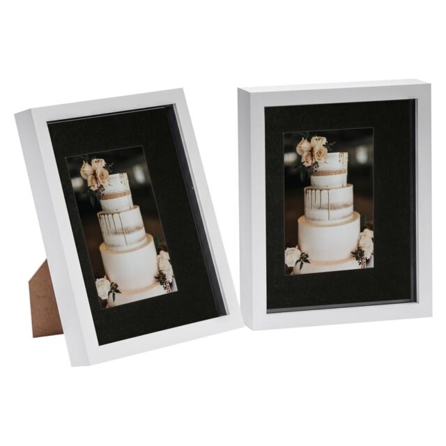 "Nicola Spring 3D Box Photo Frames - 8 x 10"" with 4 x 6"" Mount - White Mount - Pack of 2" - image 1