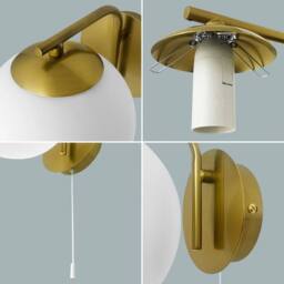 SPETLEK Modern Indoor Brass Wall Light with Pull in White - thumbnail 4