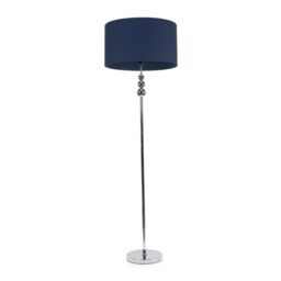ValueLights Marissa Fabric Drum Shade with Chrome Stacked Ball Floor Lamp with LED Bulb in Navy - thumbnail 2