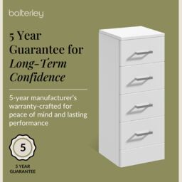 Balterley Slimline 4 Drawer Unit Gloss White 300mm - thumbnail 6